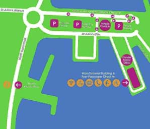 guernsey port map with parking and roads