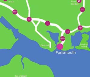 map showing portsmouth port with condor ferries