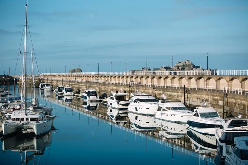 ships at st helier harbour jersey channel islands