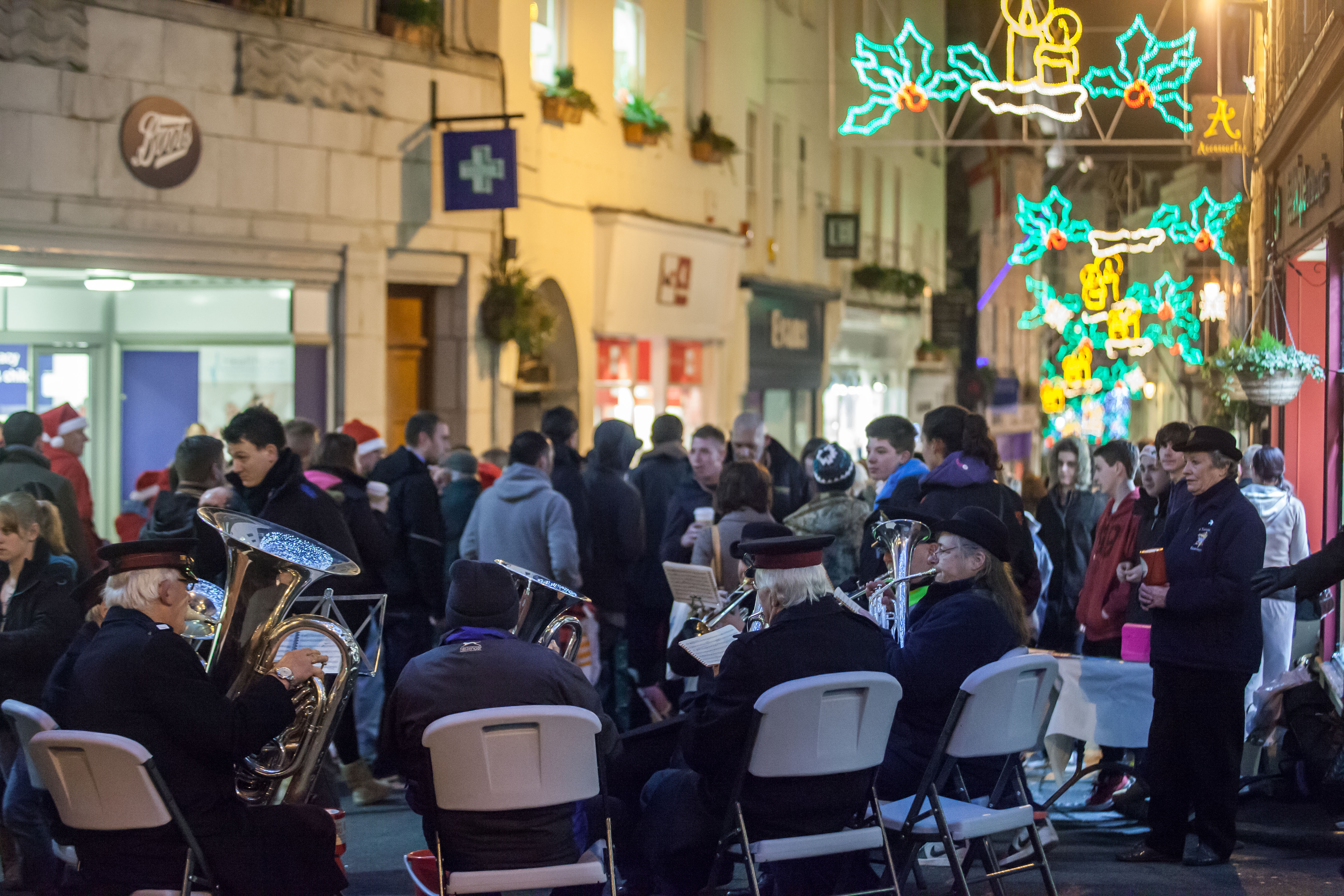 guernsey christmas market lights on channel islands