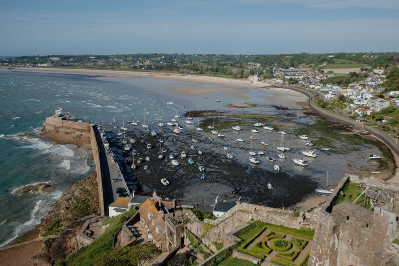 view overlooking mont orgueil gorey jersey channel islands