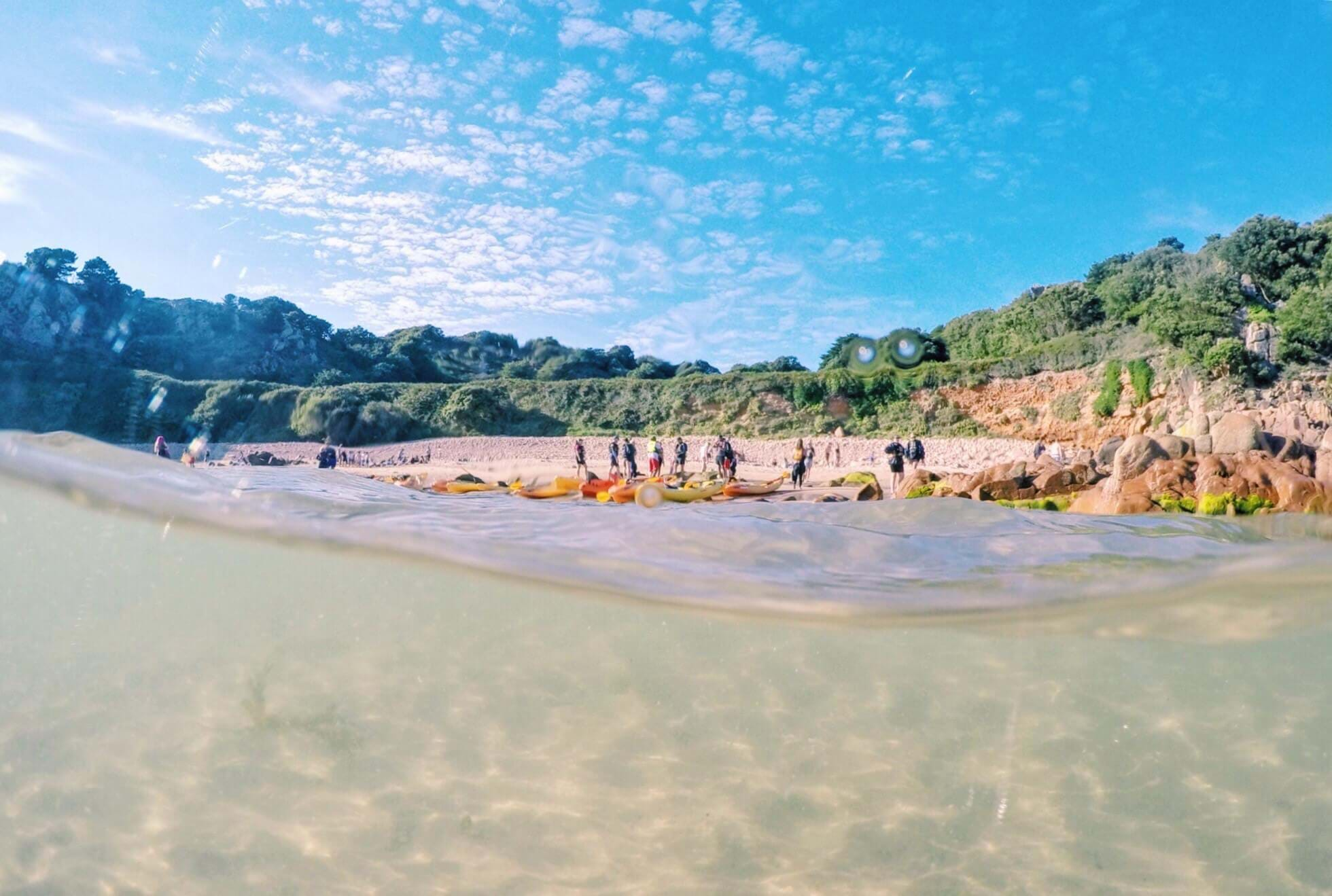 underwater sea view beach kayaking jersey