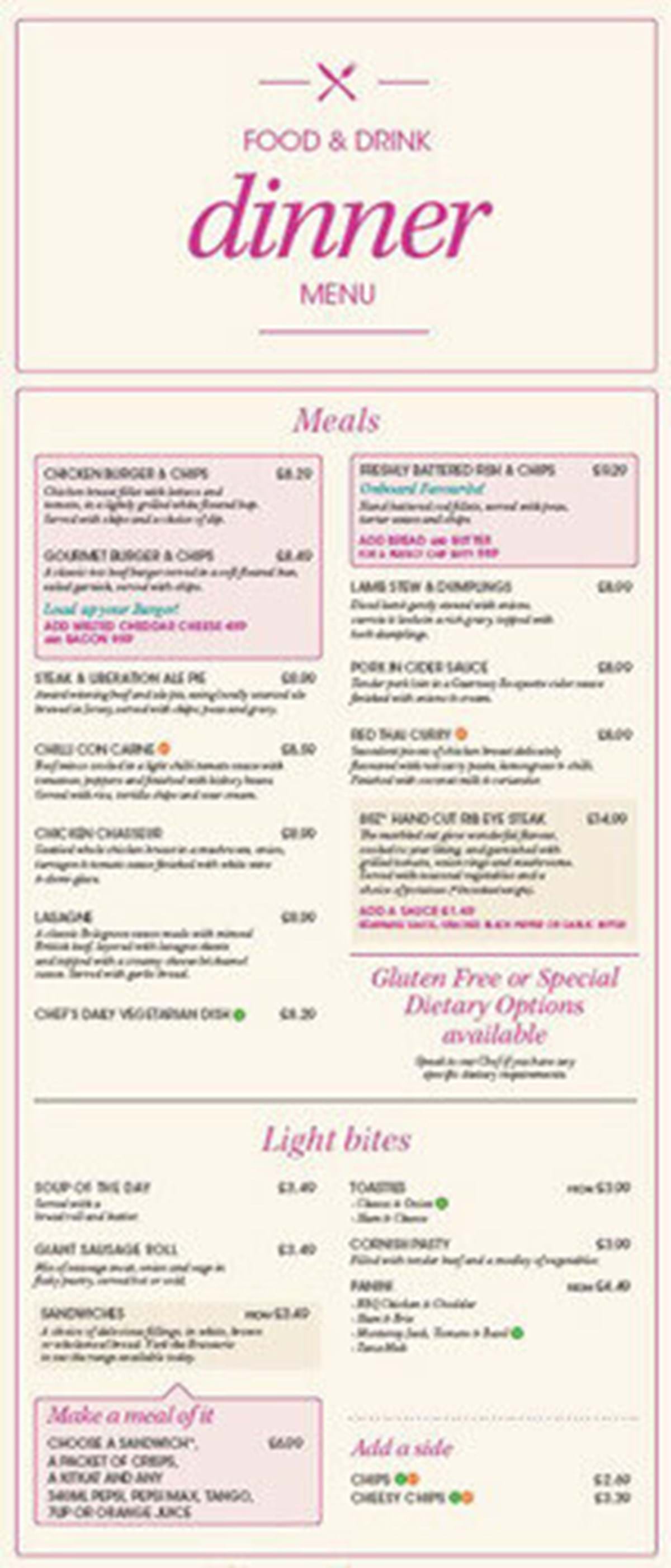 Condor Catering Menu – Economy Class – XDNZLL