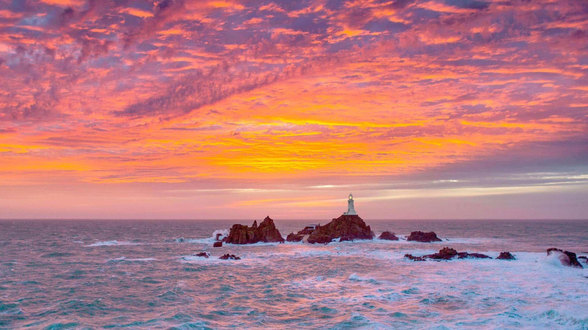 Jersey Corbiere Lighthouse with Condor Ferries