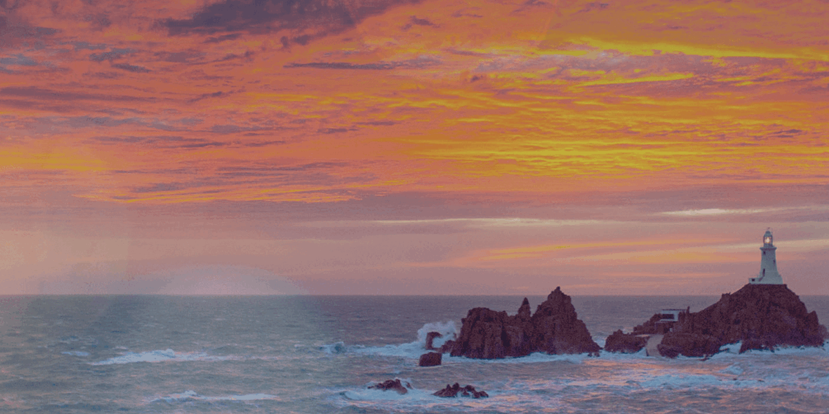 Jersey Corbiere Lighthouse with Condor Ferries