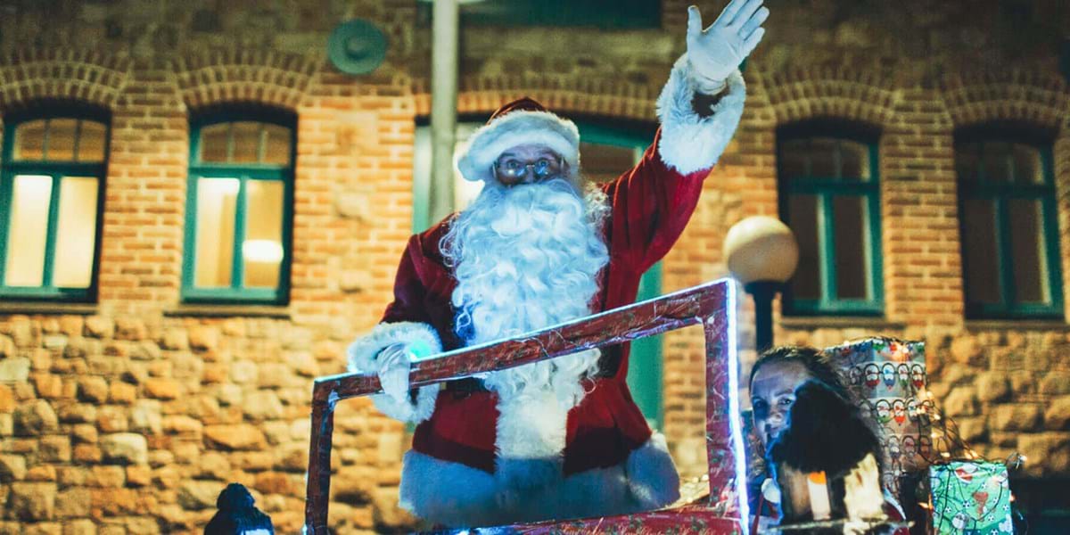 Christmas market parade Santa